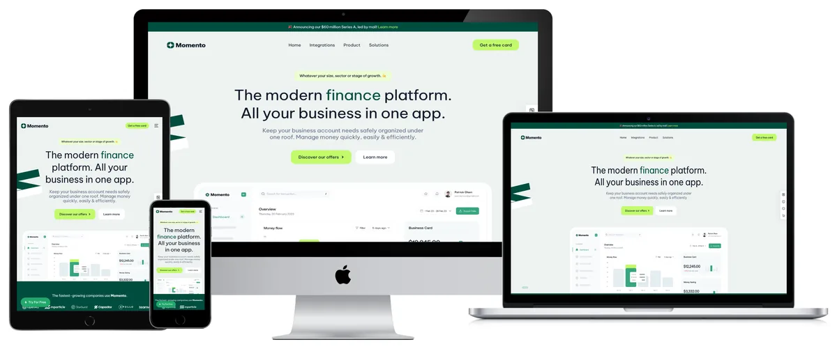 Fintech multi-device website mockup