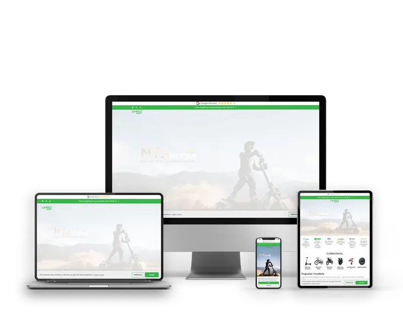 Wheelyshop e-commerce website mockup multi-device